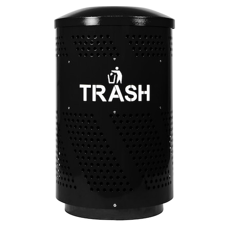 Ex-Cell Kaiser Arena-Perforated 51-Gal. Trash Receptacle, Black Gloss ARENA-51 T BLK